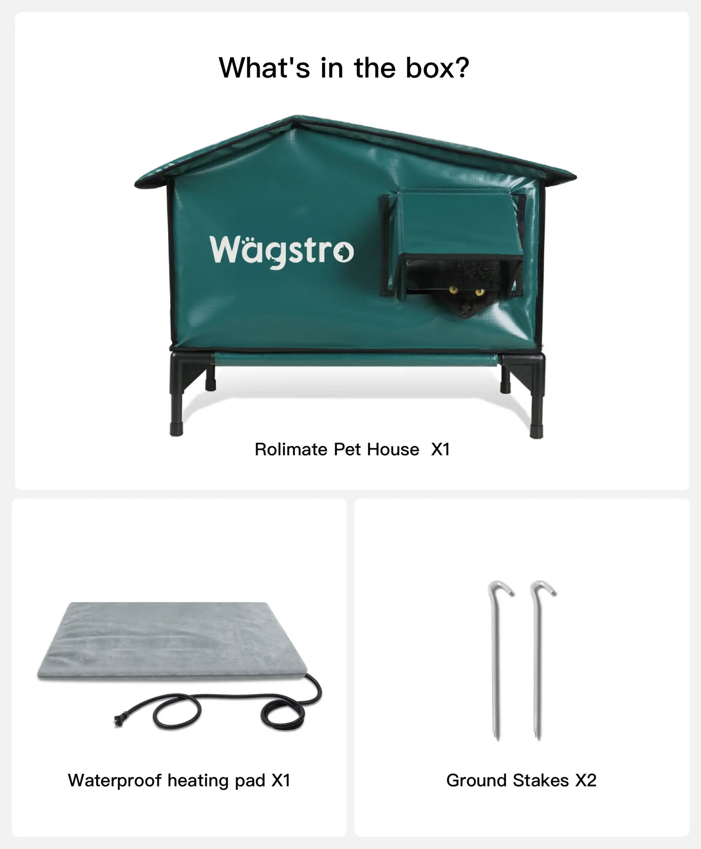 RoofHaus™ Beheiztes Outdoor-Katzenhaus – Dunkelgrün | Klein
