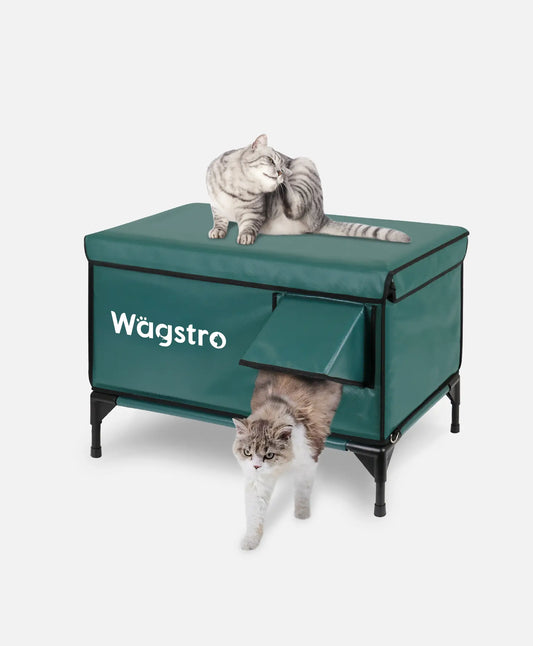 „Flagschiff“ Beheiztes Outdoor-Katzenhaus Oliv Grün | Groß