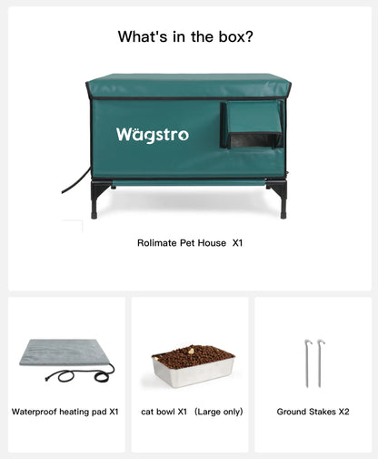 „Flagschiff“ Beheiztes Outdoor-Katzenhaus Oliv Grün | Groß