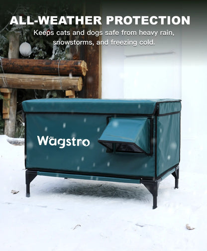 „Flagschiff“ Beheiztes Outdoor-Katzenhaus Oliv Grün | Groß